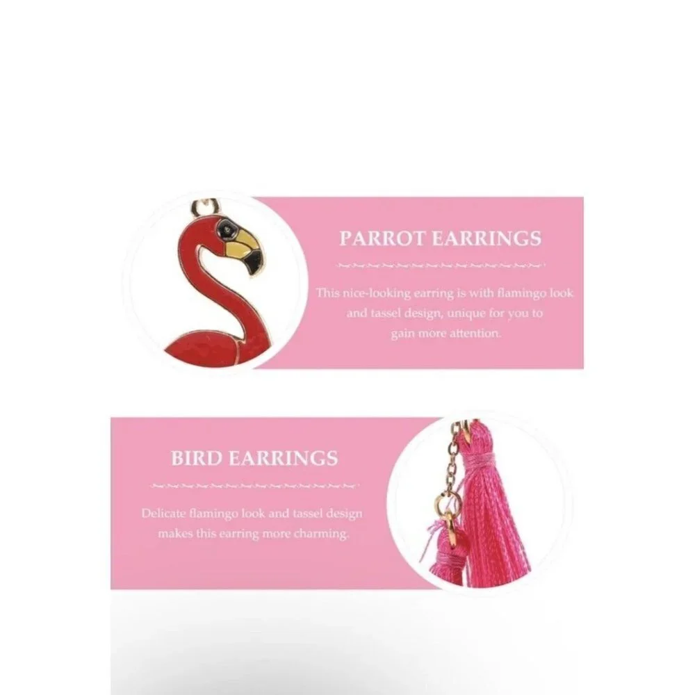 Pink Gold Enamel Flamingo Dangle Fashion Earrings